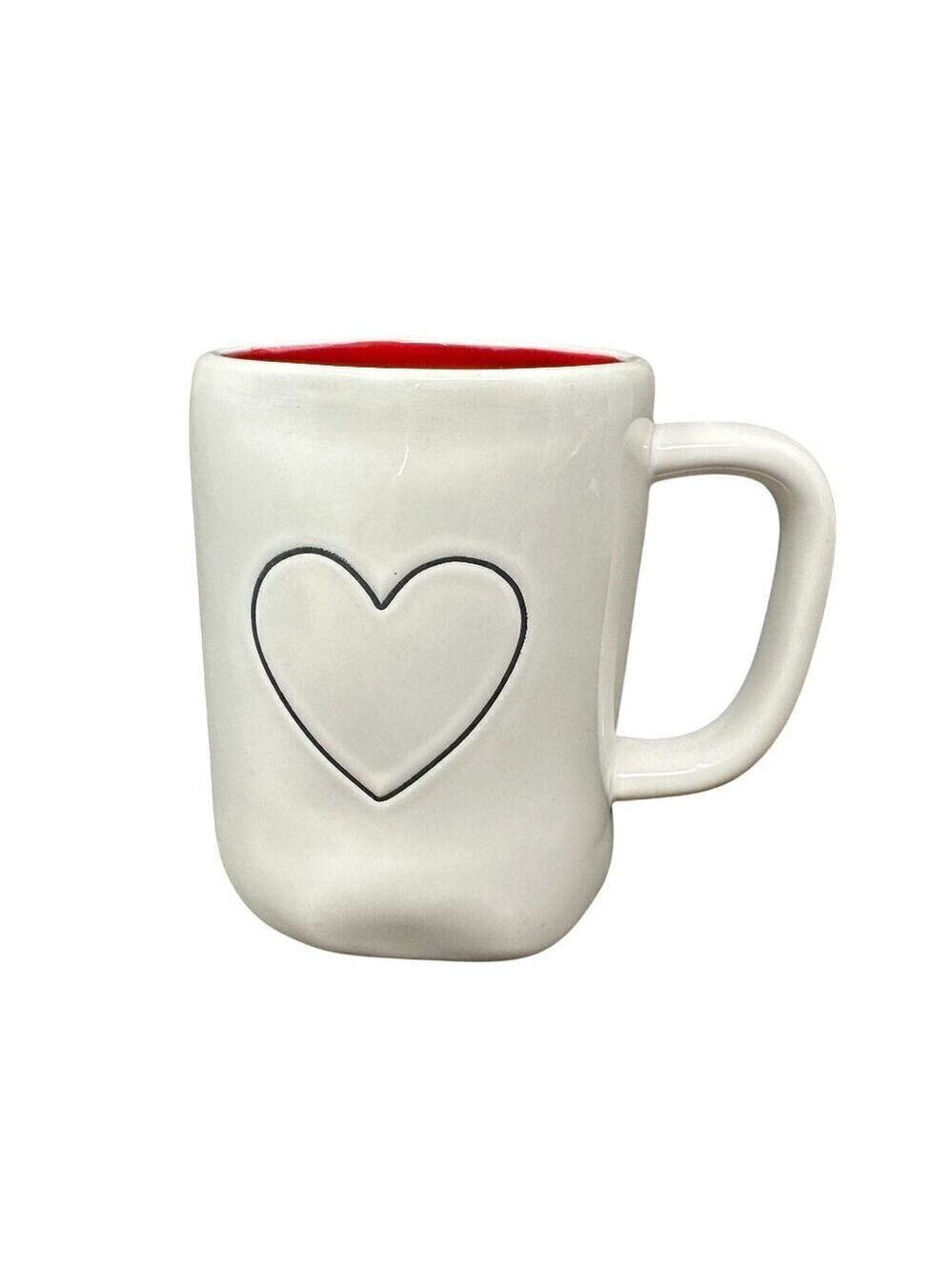 Rae Dunn Mug Valentine Heart Double Sided Large Coffee Cup Ceramic Magenta Red